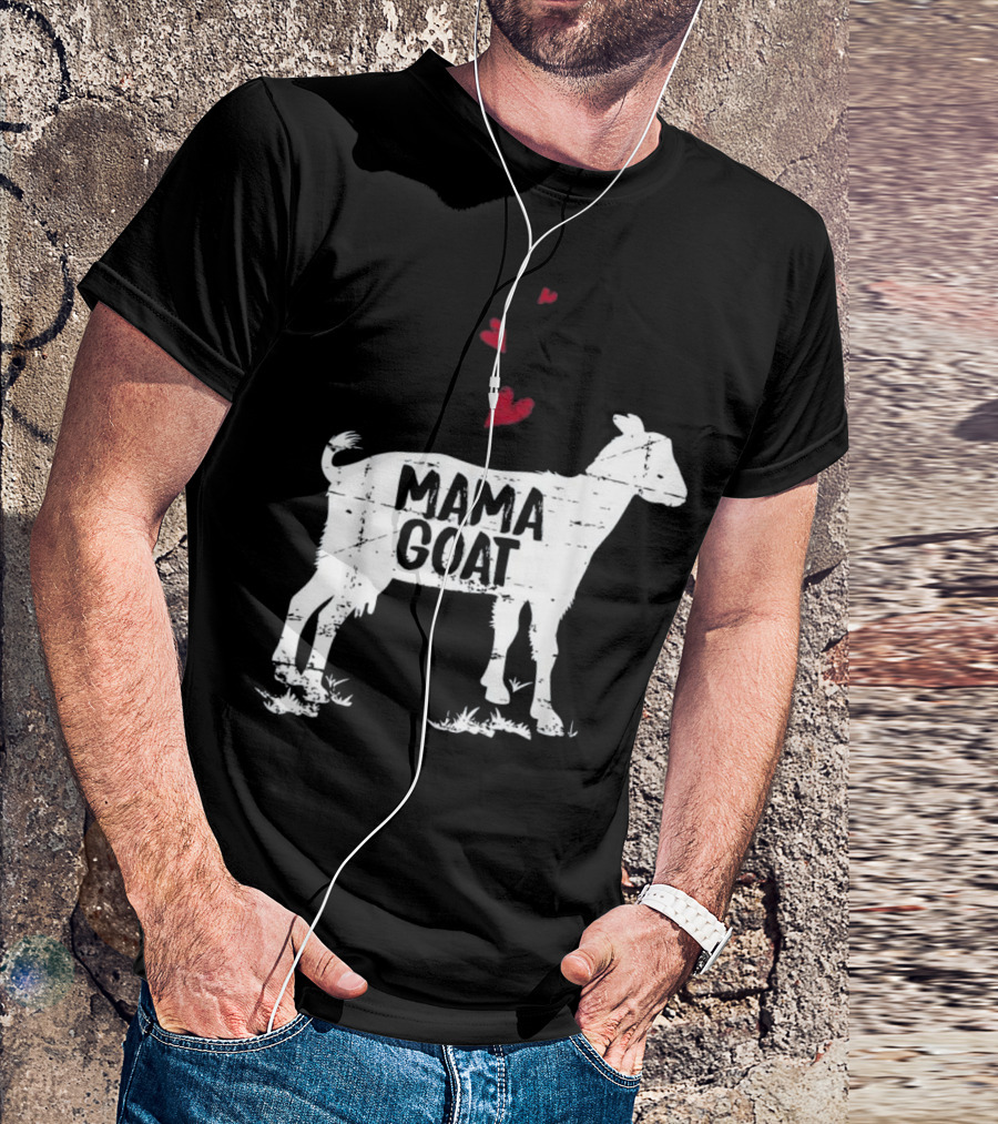 Mama Goat With Hearts Farm Humor T-Shirt