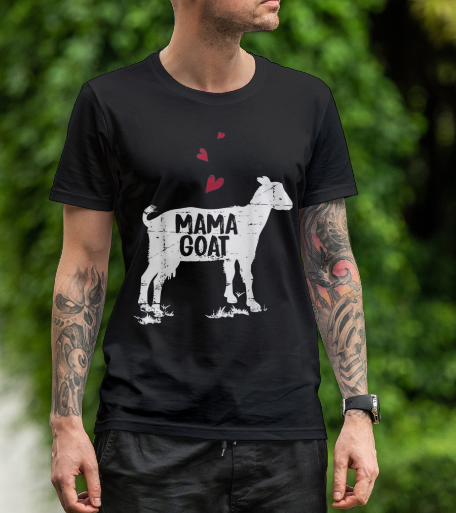 Mama Goat With Hearts Farm Humor T-Shirt