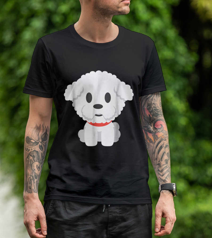 Cute Bichon Frise Puppy With Red Collar T-Shirt