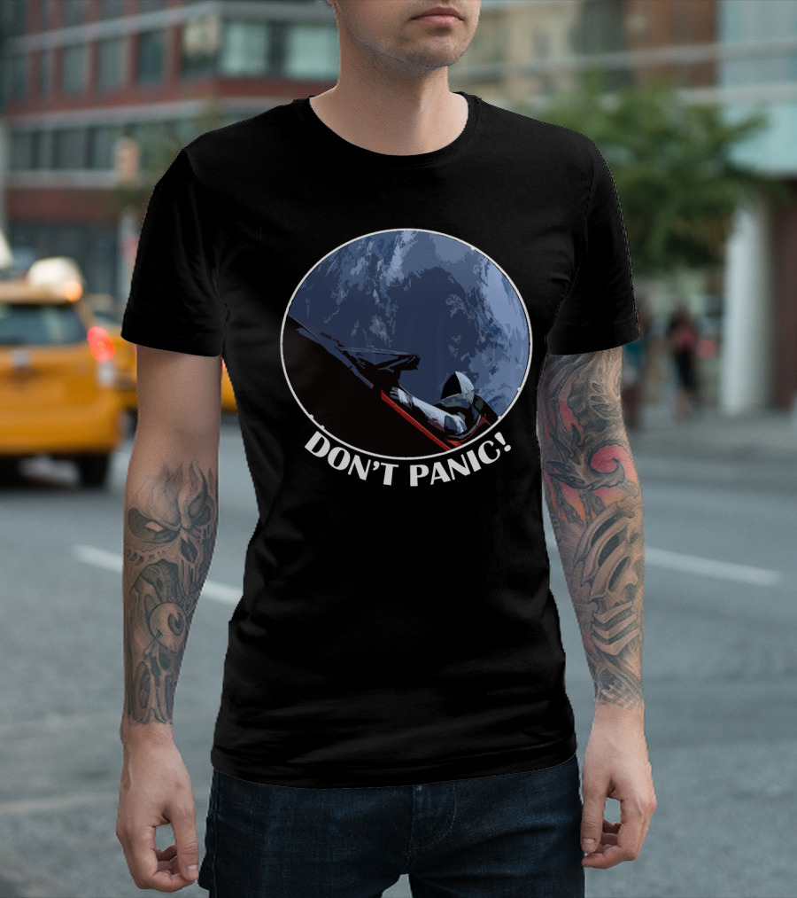 Don't Panic Starman Earth Orbit Historic T-Shirt