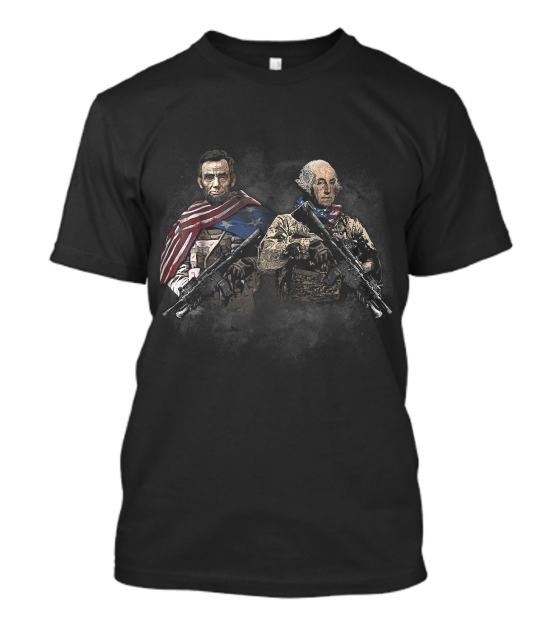Presidential Soldiers Abraham Lincoln George Washington Armed Forces USA Flag T-Shirt