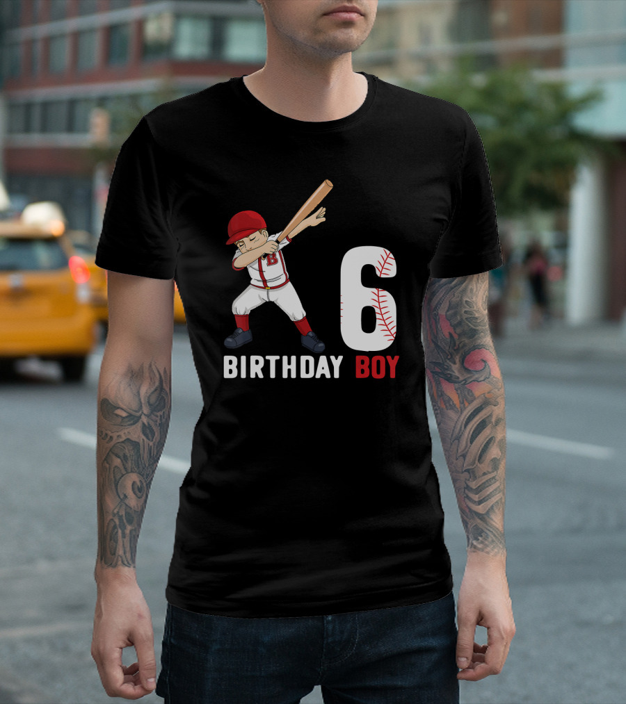 6 Birthday Boy Dabbing Baseball Player T-Shirt