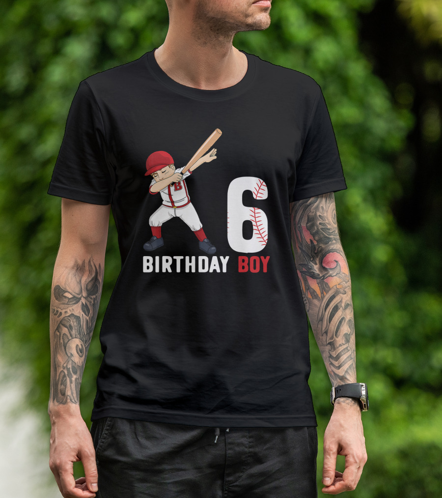 6 Birthday Boy Dabbing Baseball Player T-Shirt