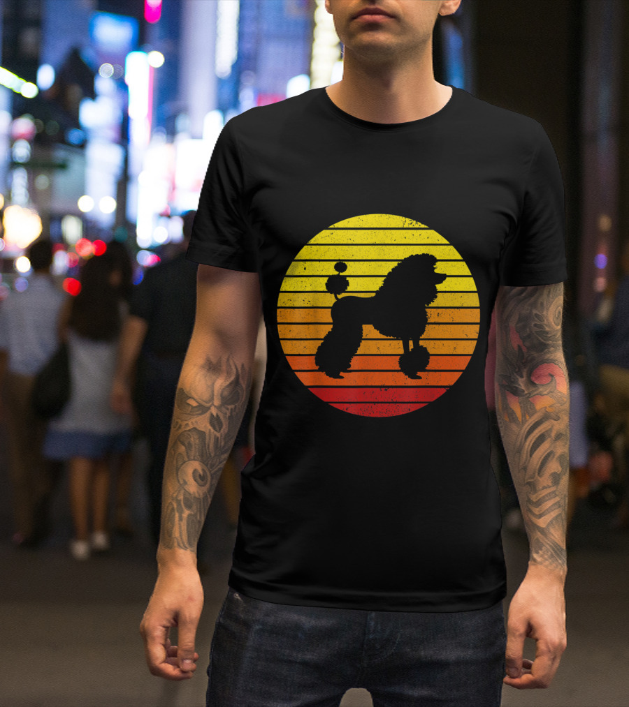 Vintage Poodle Retro Sunset T-Shirt