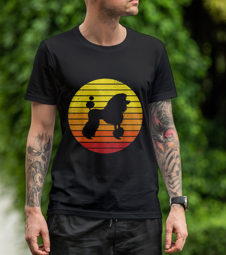 Vintage Poodle Retro Sunset T-Shirt
