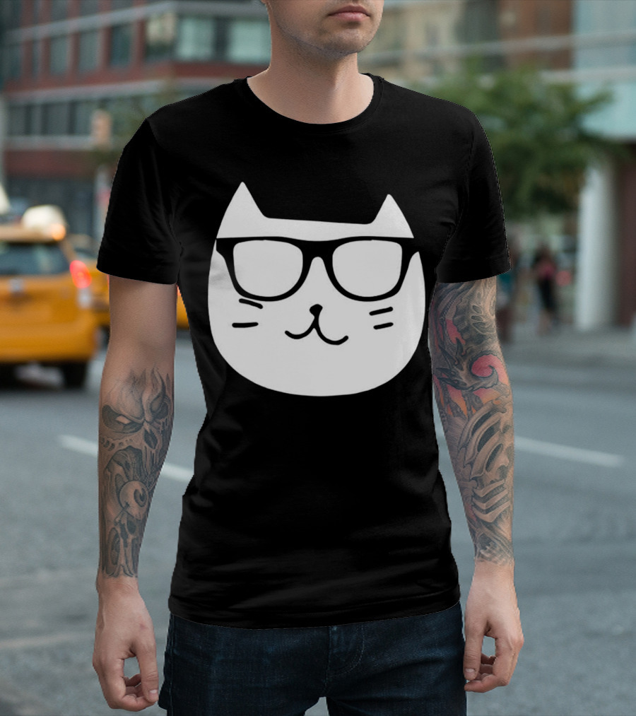 Glasses Meme Funny Cat Hipster T-Shirt