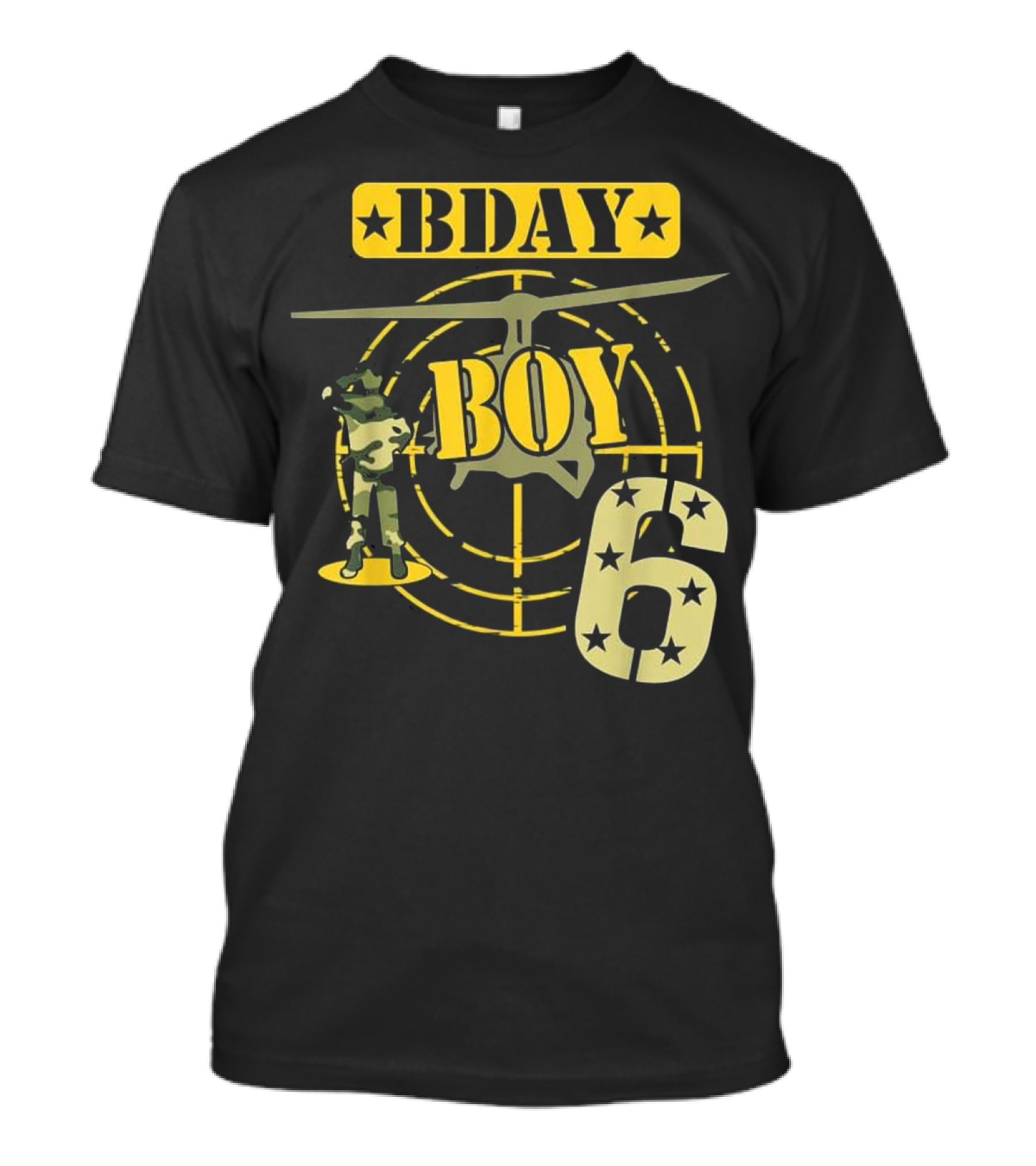 BDAY Boy 6 Camouflage Helicopter Theme Six Years Old T-Shirt