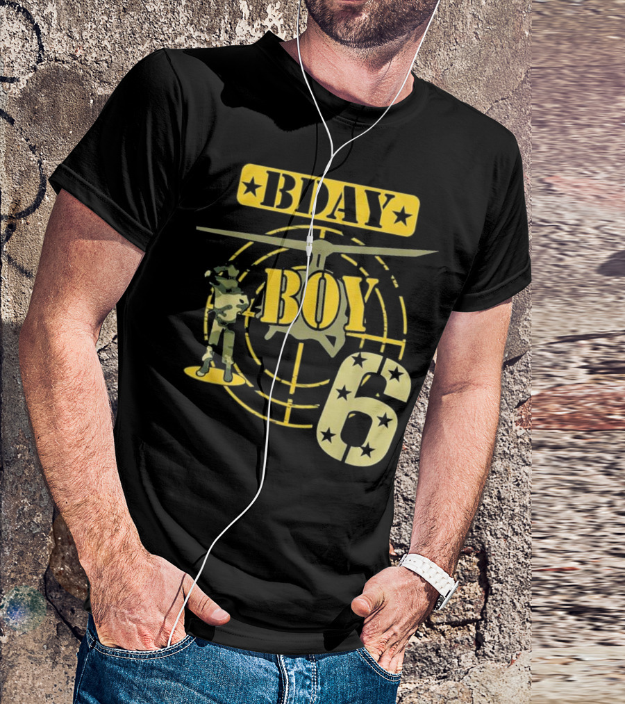 BDAY Boy 6 Camouflage Helicopter Theme Six Years Old T-Shirt
