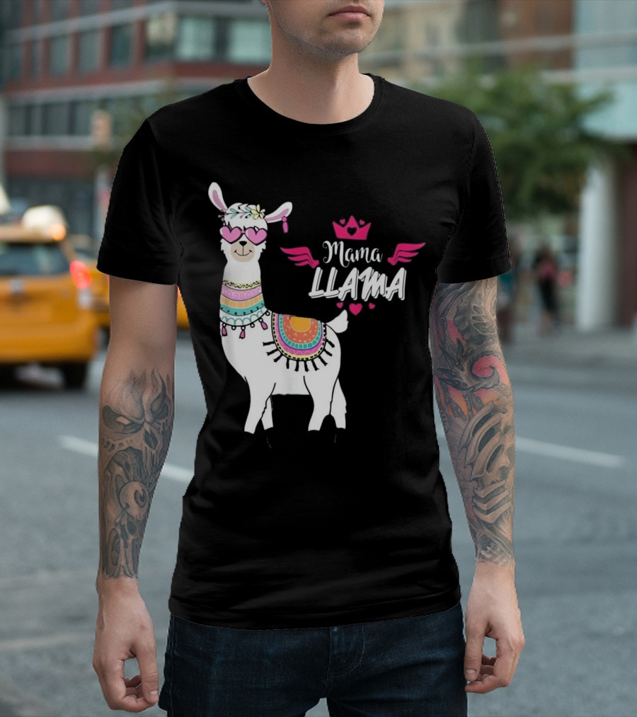 Mama LLama Pink LLama Mom LLama T-Shirt