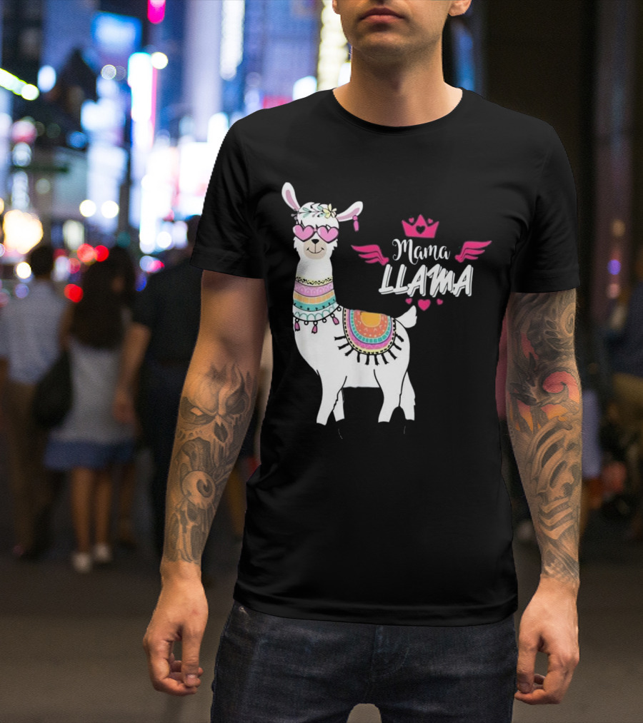 Mama LLama Pink LLama Mom LLama T-Shirt