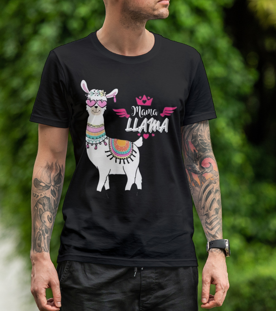 Mama LLama Pink LLama Mom LLama T-Shirt