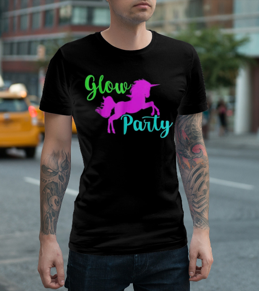 Glow Party Neon Unicorn Disco 90's T-Shirt