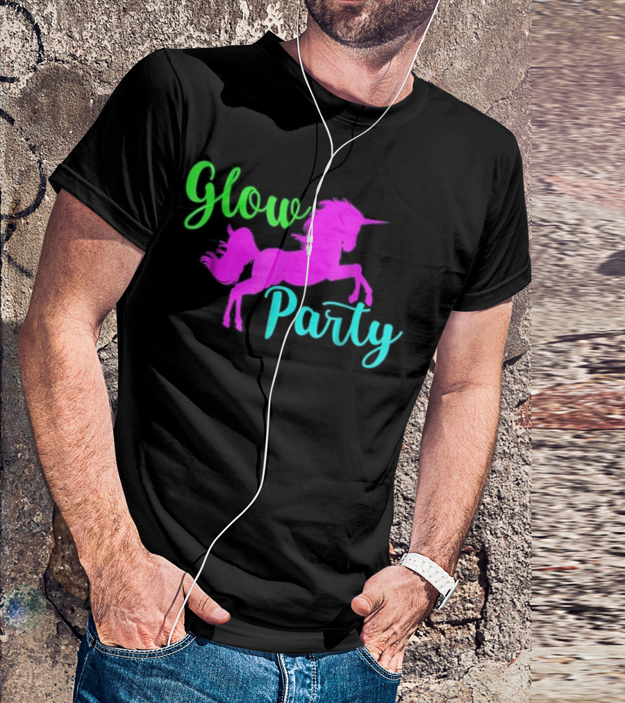 Glow Party Neon Unicorn Disco 90's T-Shirt