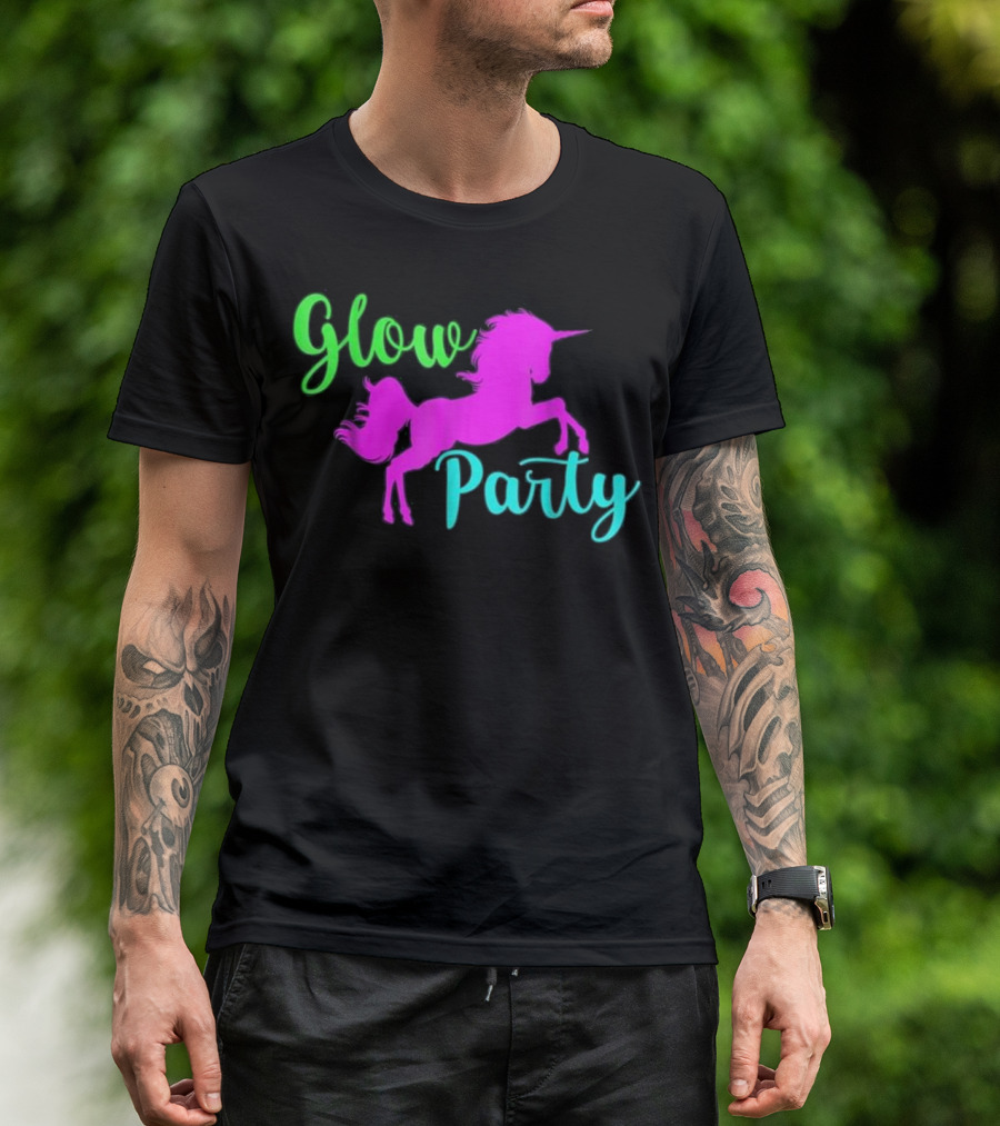 Glow Party Neon Unicorn Disco 90's T-Shirt