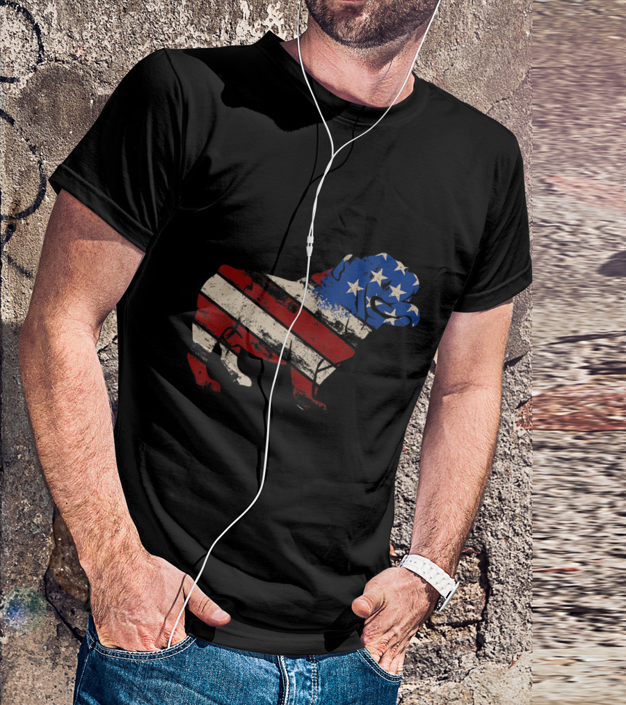 Vintage USA Flag English Bulldog T-Shirt