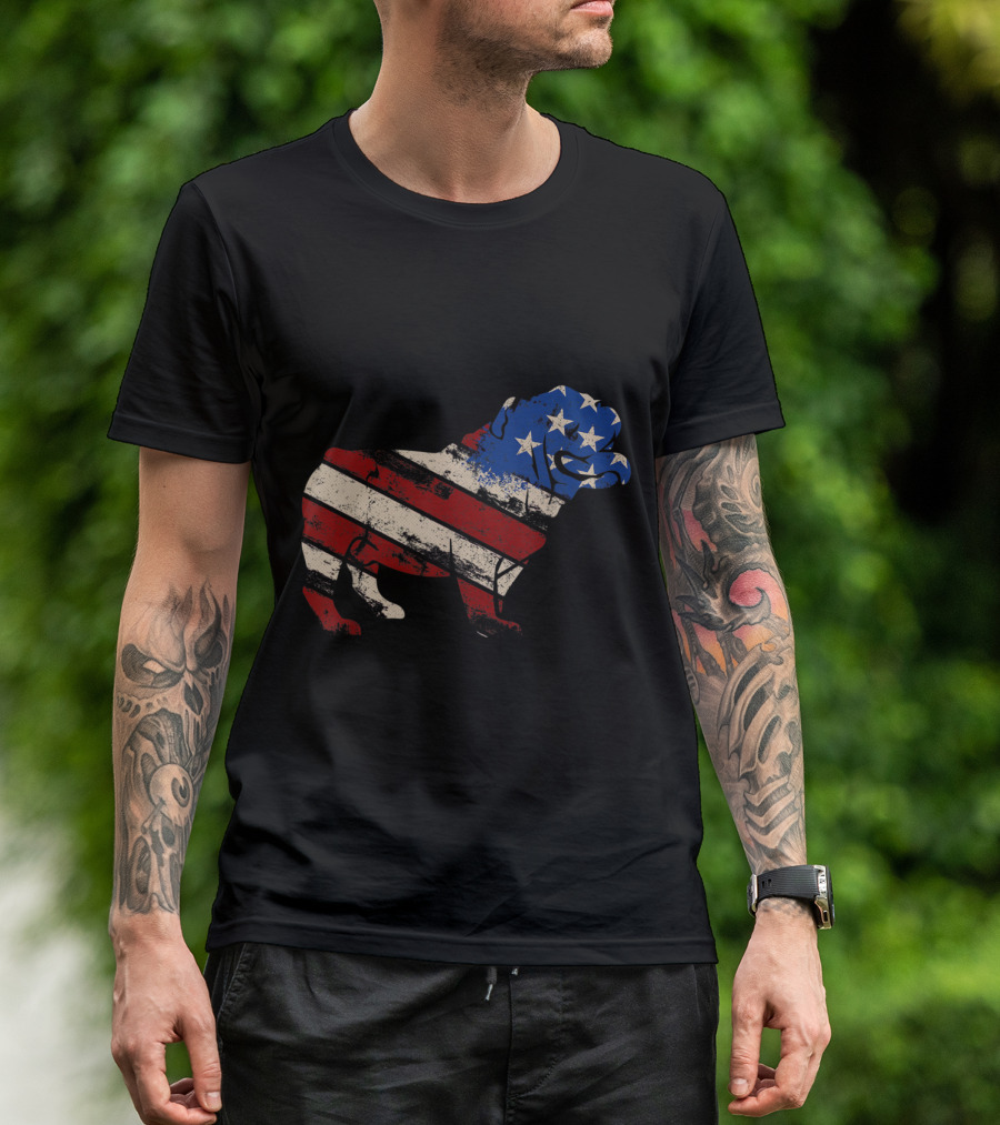 Vintage USA Flag English Bulldog T-Shirt