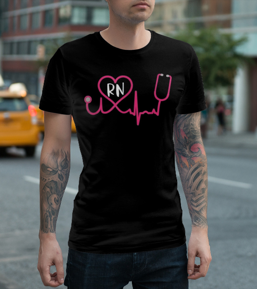 Registered Nurse RN Heart EKG Stethoscope T-Shirt