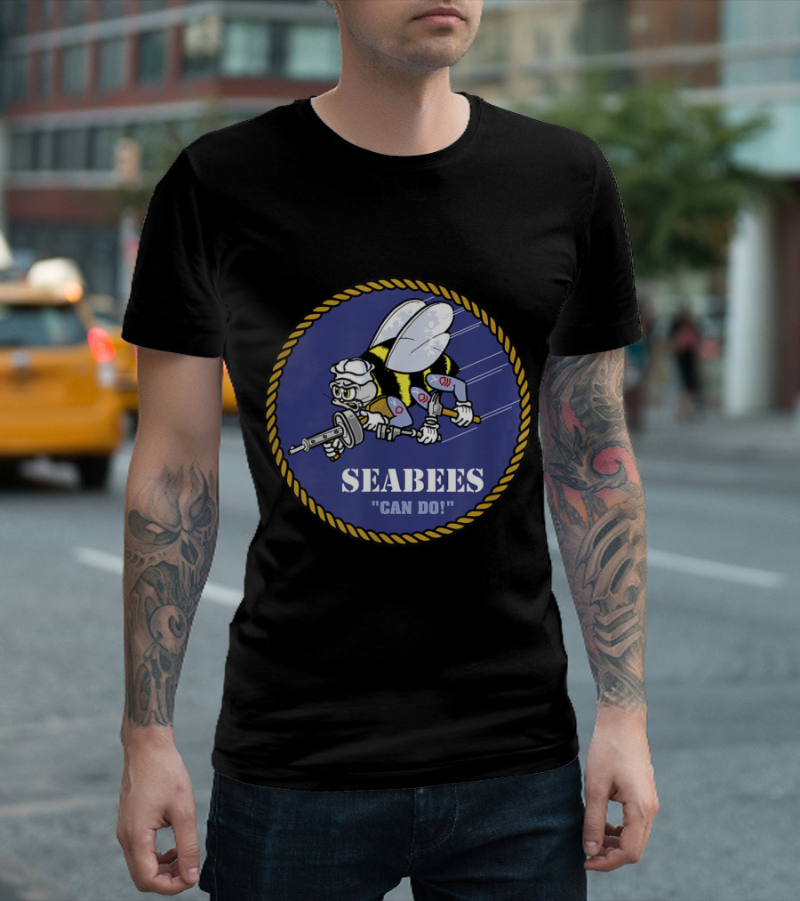 SEABEES CAN DO NAVY EMBLEM WITH BEE AND TOOLS T-Shirt