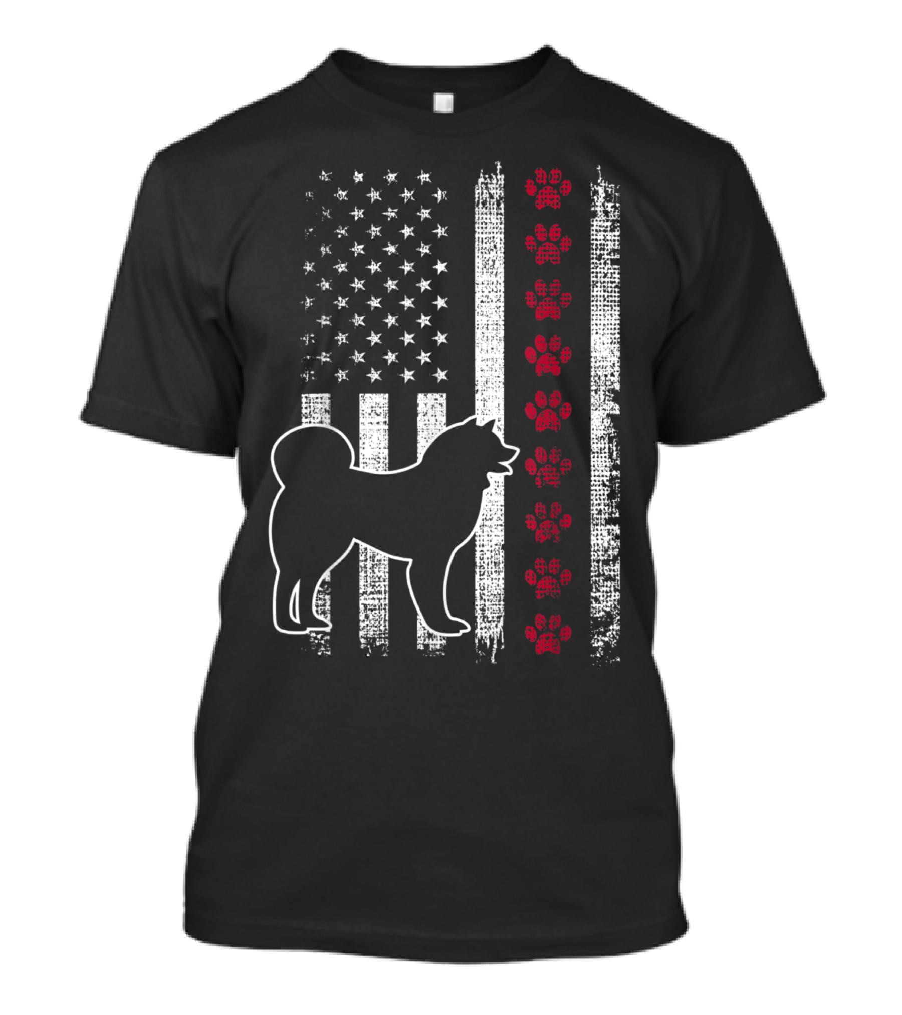 Vintage USA Patriotic American Flag Dog Paw Prints T-Shirt