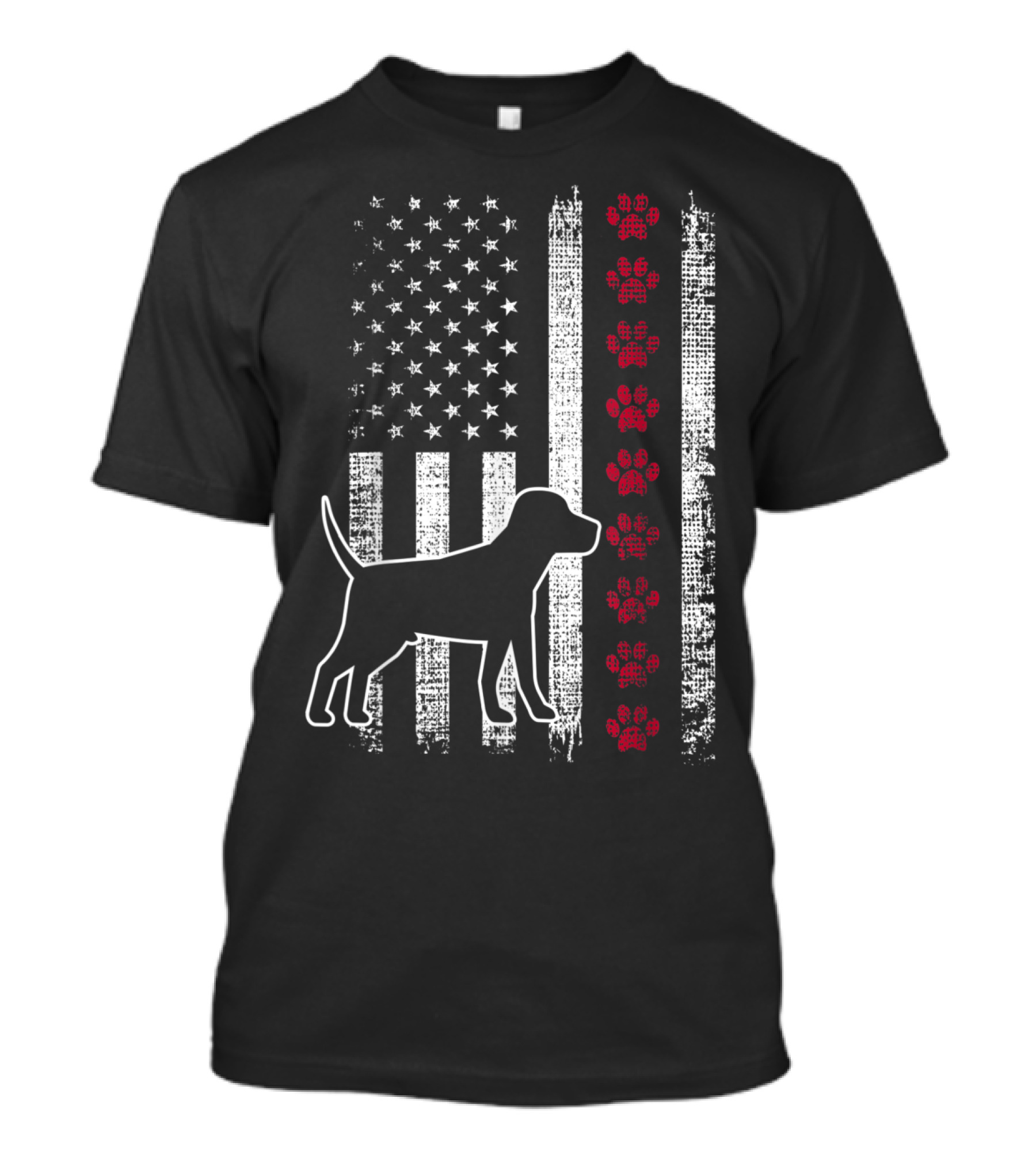 Vintage USA Patriotic American Flag Dog Paw T-Shirt