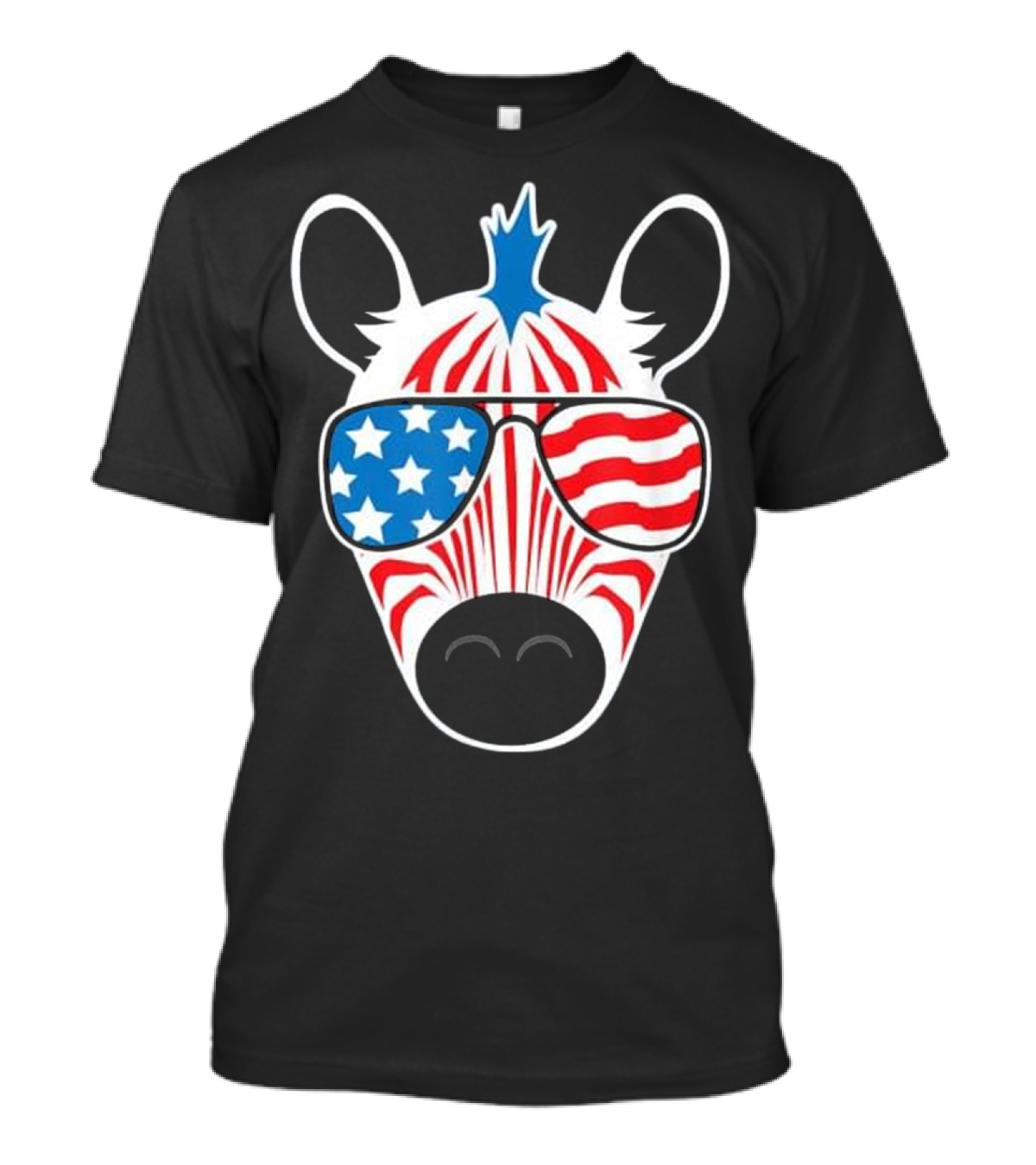 July 4th Zebra American Flag Sunglasses USA Stars Stripes T-Shirt