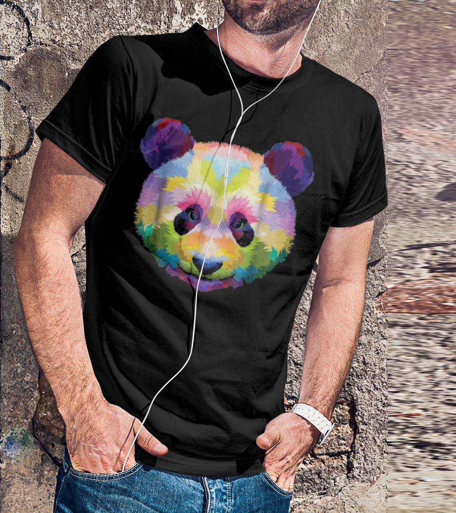 Colorful Panda Head Vibrant Panda Pop T-Shirt