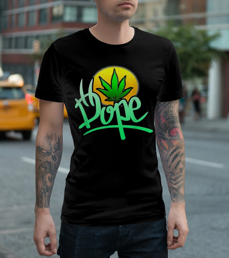 Dope Graffiti Marijuana Leaf Sunset Ganja T-Shirt