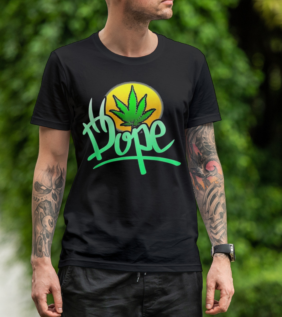 Dope Graffiti Marijuana Leaf Sunset Ganja T-Shirt