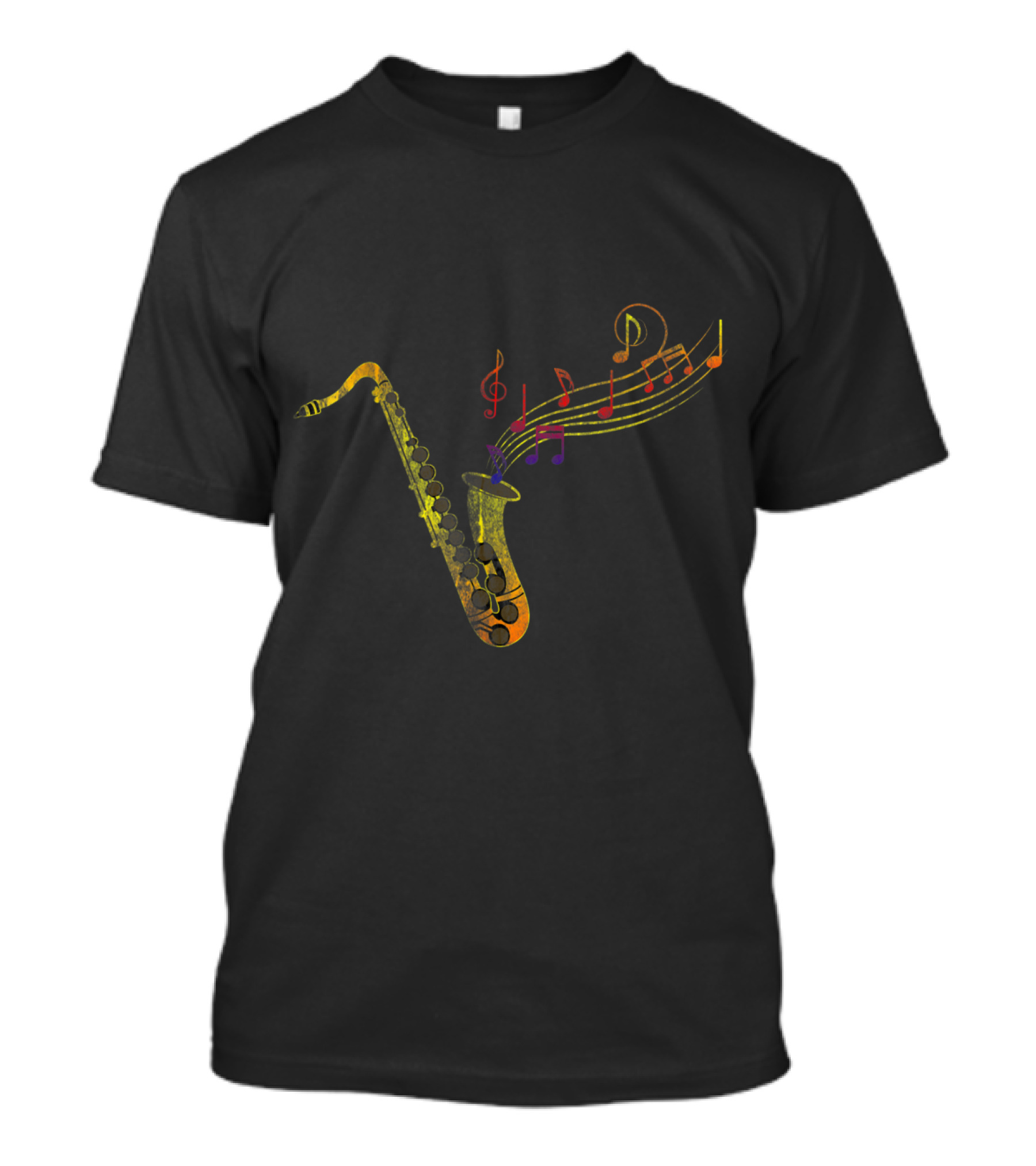 Saxophone With Colorful Music Notes Jazz Musician T-Shirt