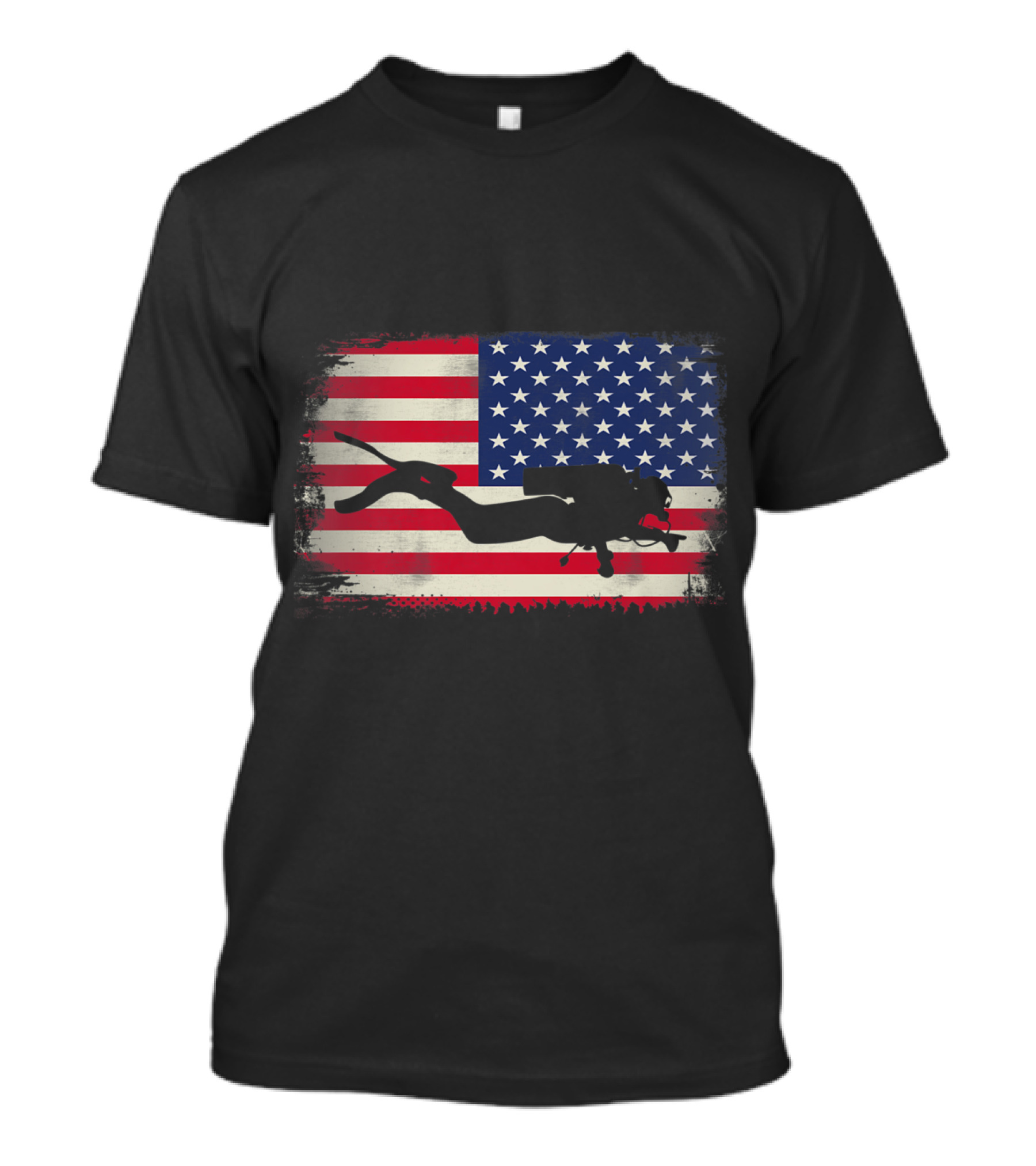 Vintage USA Flag Scuba Diving Americ T-Shirt