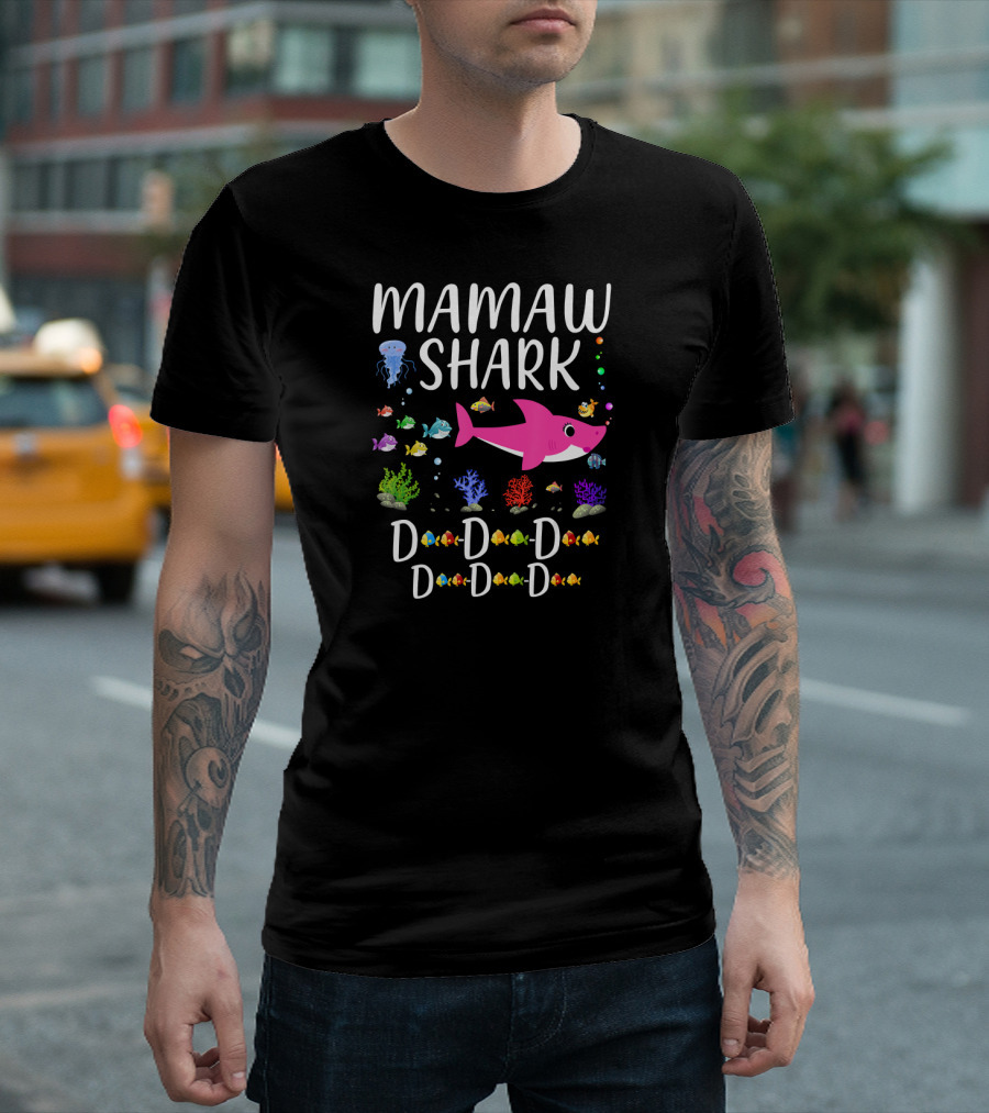 Mamaw Shark Doo Doo Pink Shark Sea Creatures Coral Reef T-Shirt