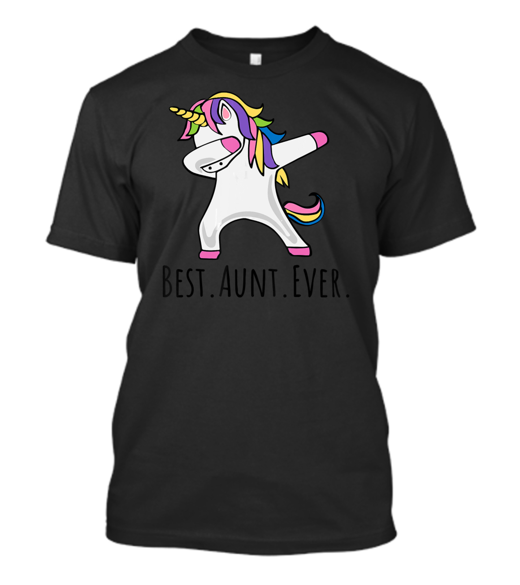 Best Aunt Ever Dabbing Unicorn Rainbow Hair T-Shirt