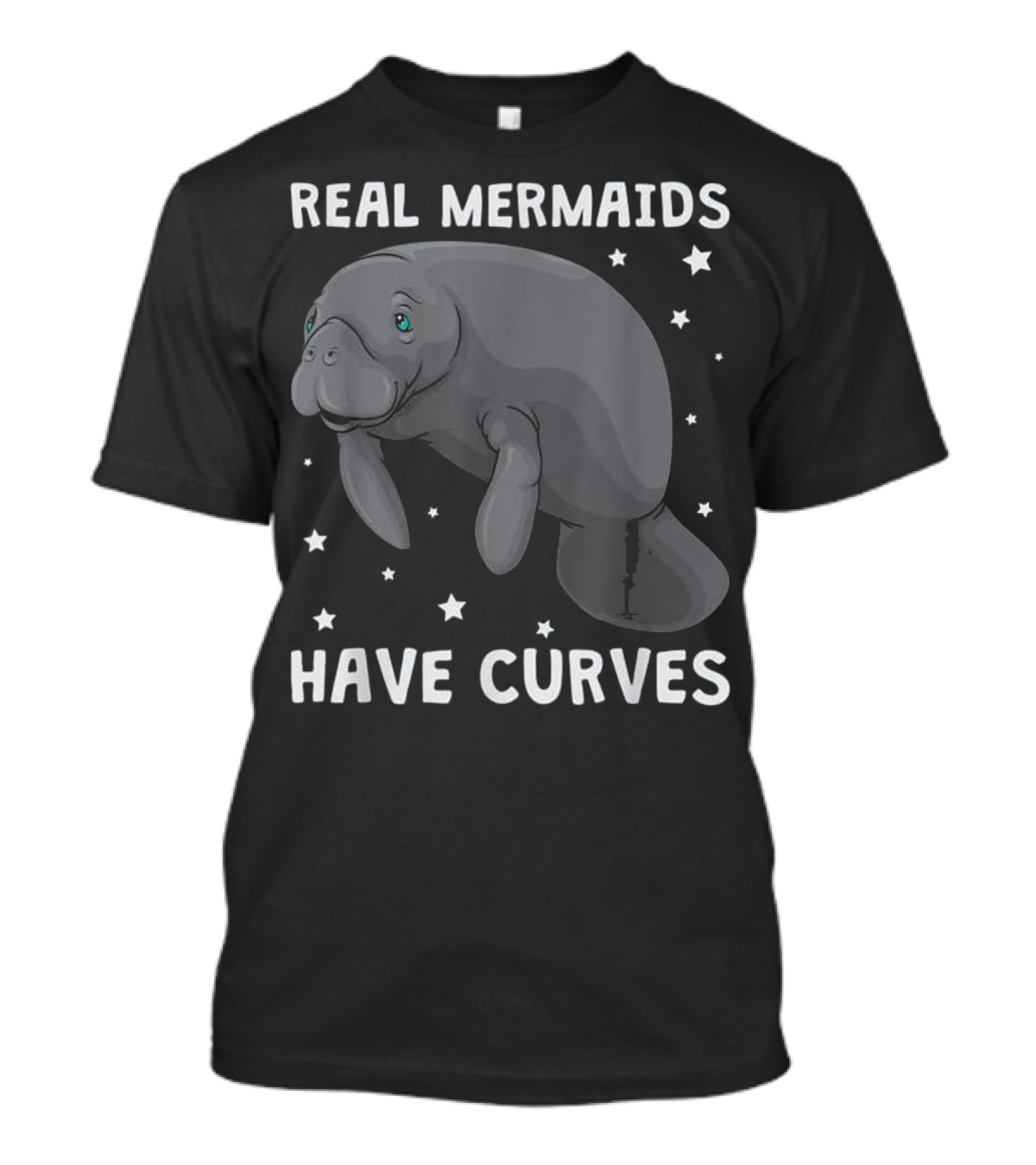 Real Mermaids Have Curves Manatee With Stars T-Shirt