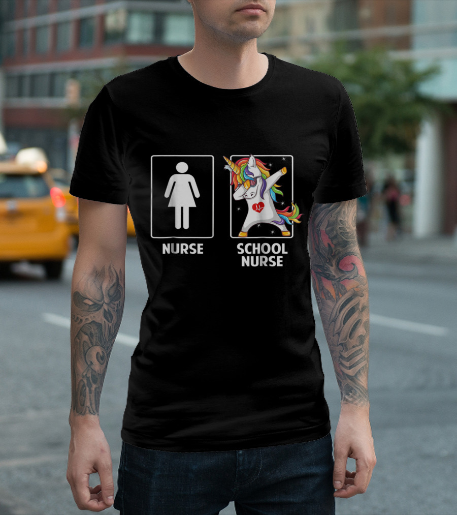 Nurse School Nurse Unicorn Dabbing T-Shirt