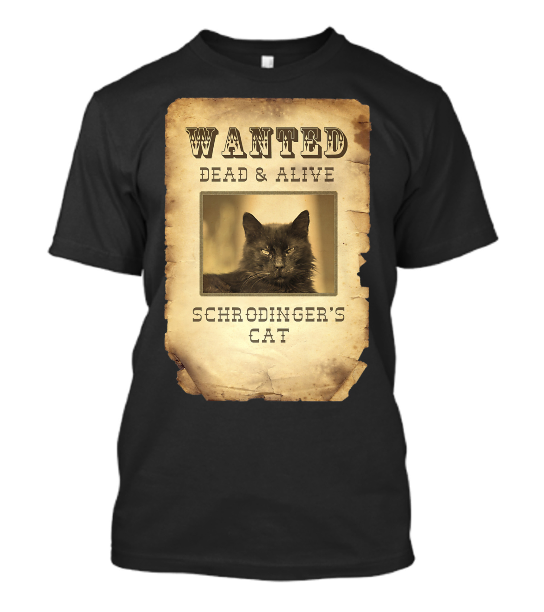 Wanted Dead And Alive: Schrödinger's Cat Nerd Geek Gamer Science T-Shirt