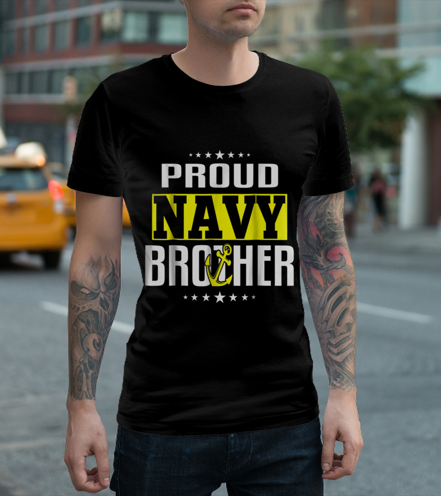 Proud Navy Brother Anchor Stars Navy Pride US T-Shirt