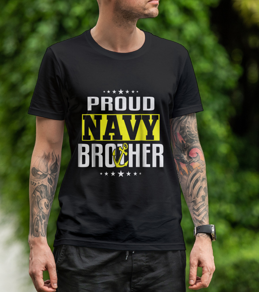 Proud Navy Brother Anchor Stars Navy Pride US T-Shirt