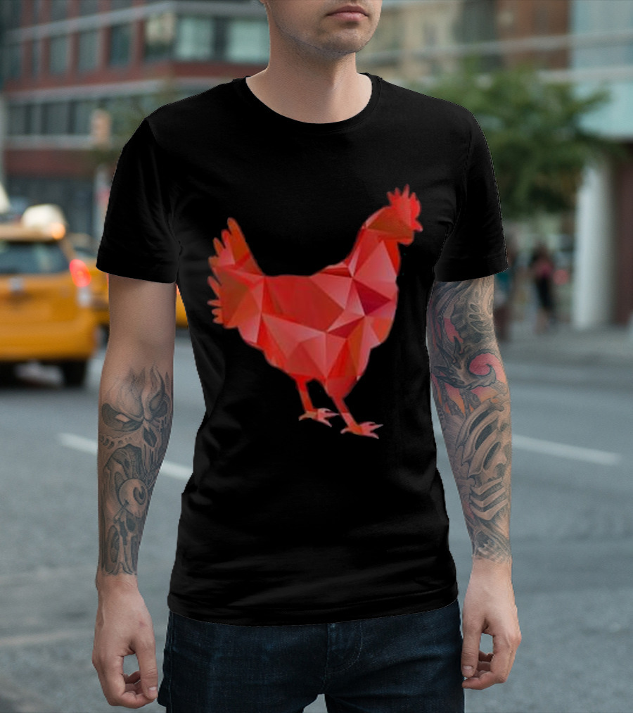 Funny I Love Crazy Chicken Farmer Geometric Chicken T-Shirt