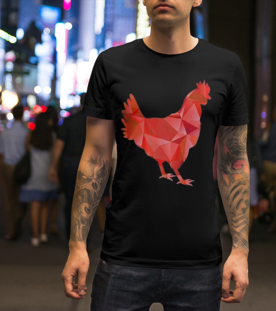 Funny I Love Crazy Chicken Farmer Geometric Chicken T-Shirt