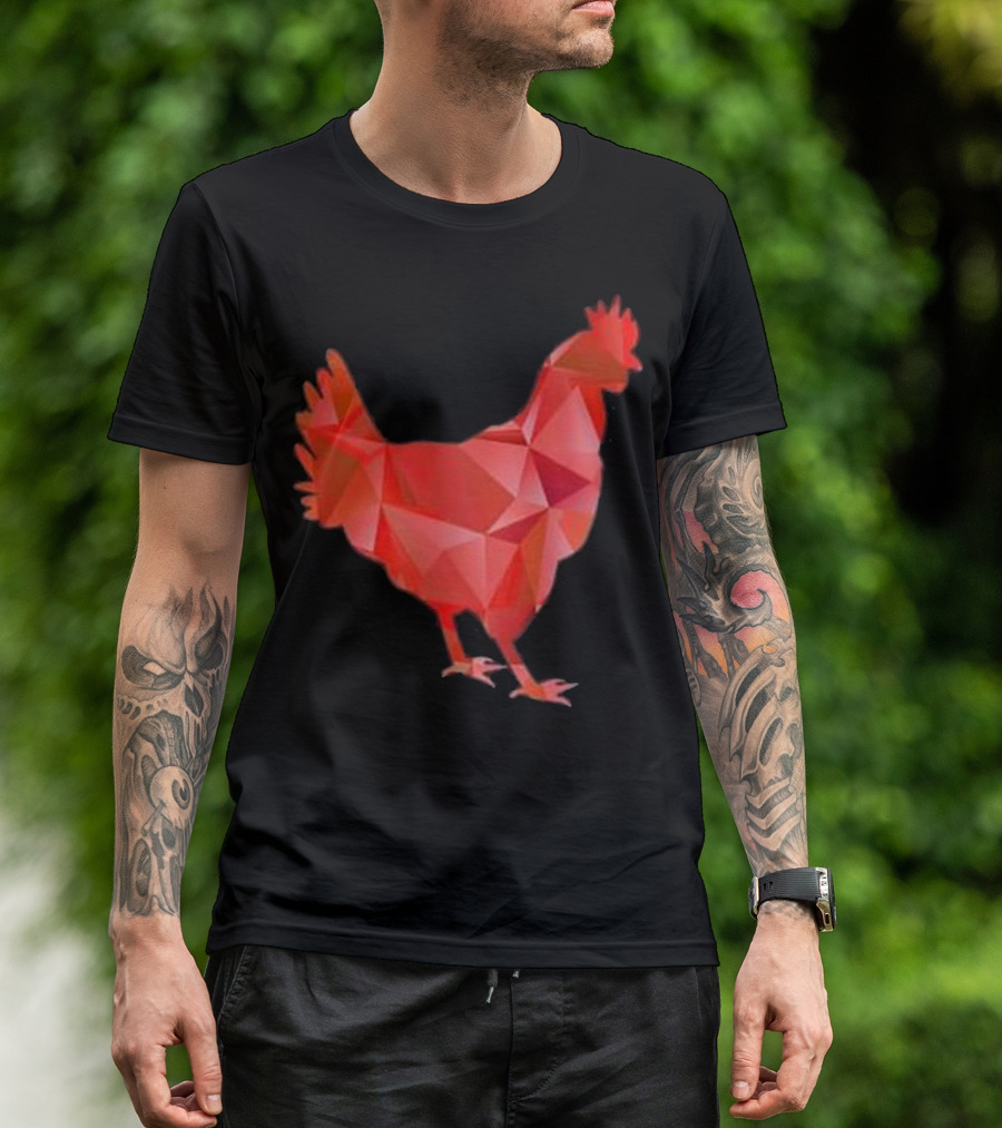Funny I Love Crazy Chicken Farmer Geometric Chicken T-Shirt