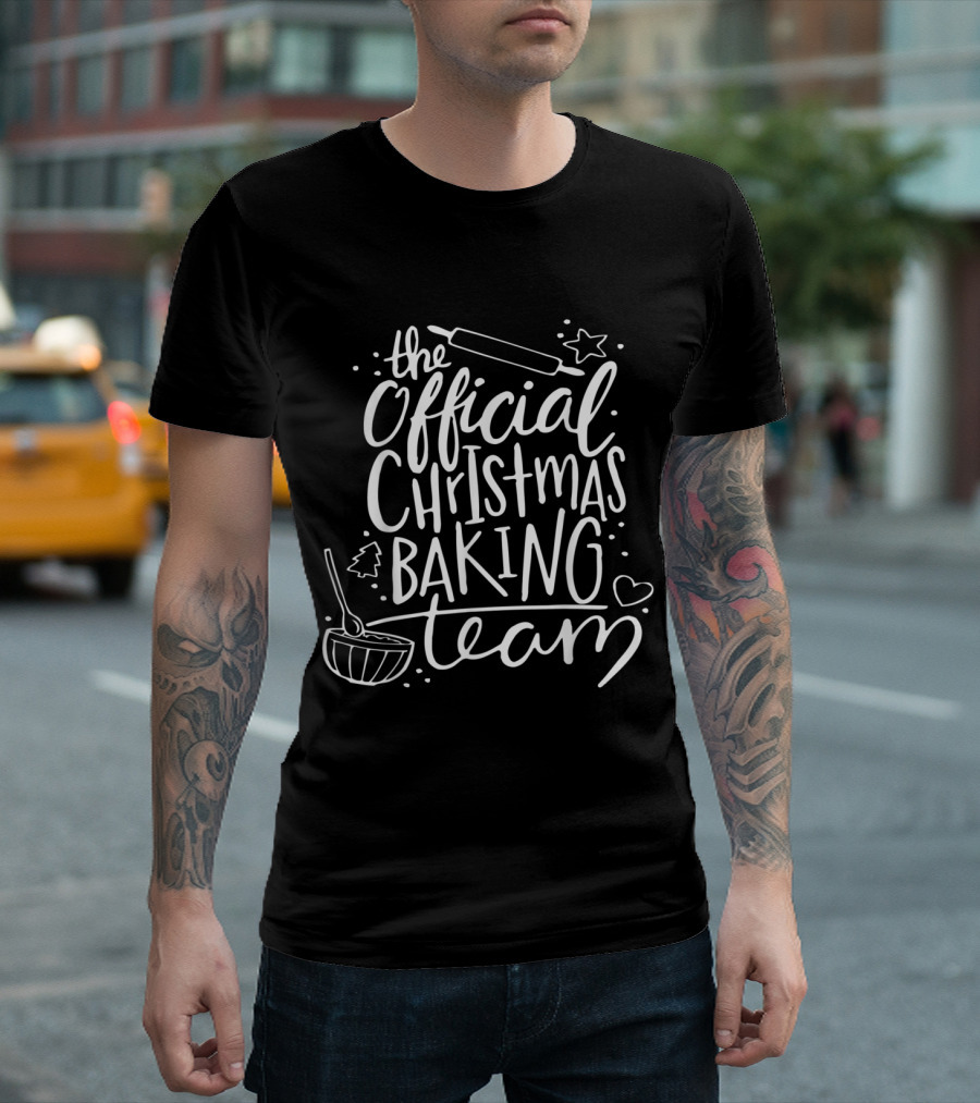 The Official Christmas Baking Team Rolling Pin Star Tree Heart Bowl T-Shirt