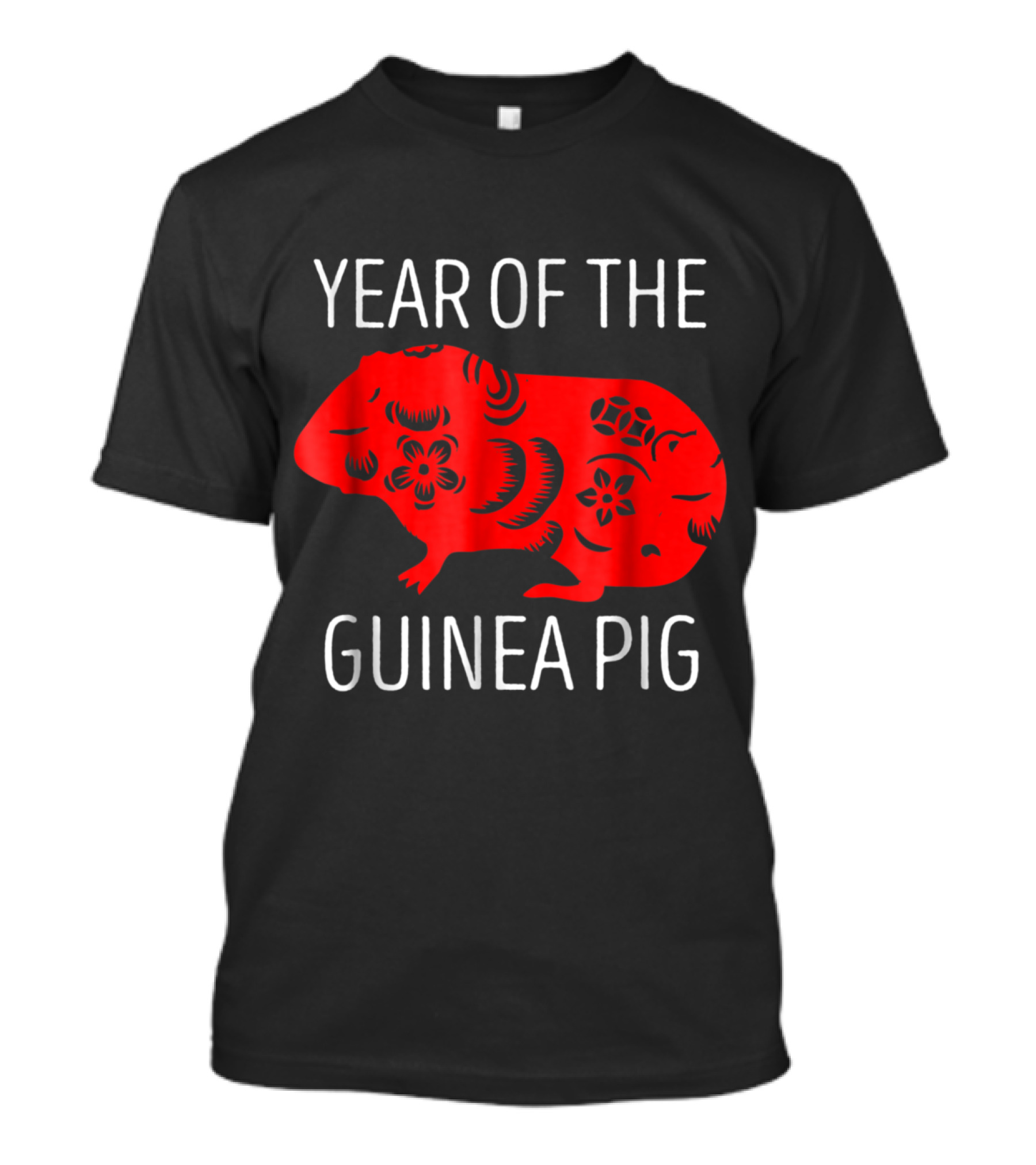 Year Of The Guinea Pig Red Floral Pattern Guin T-Shirt