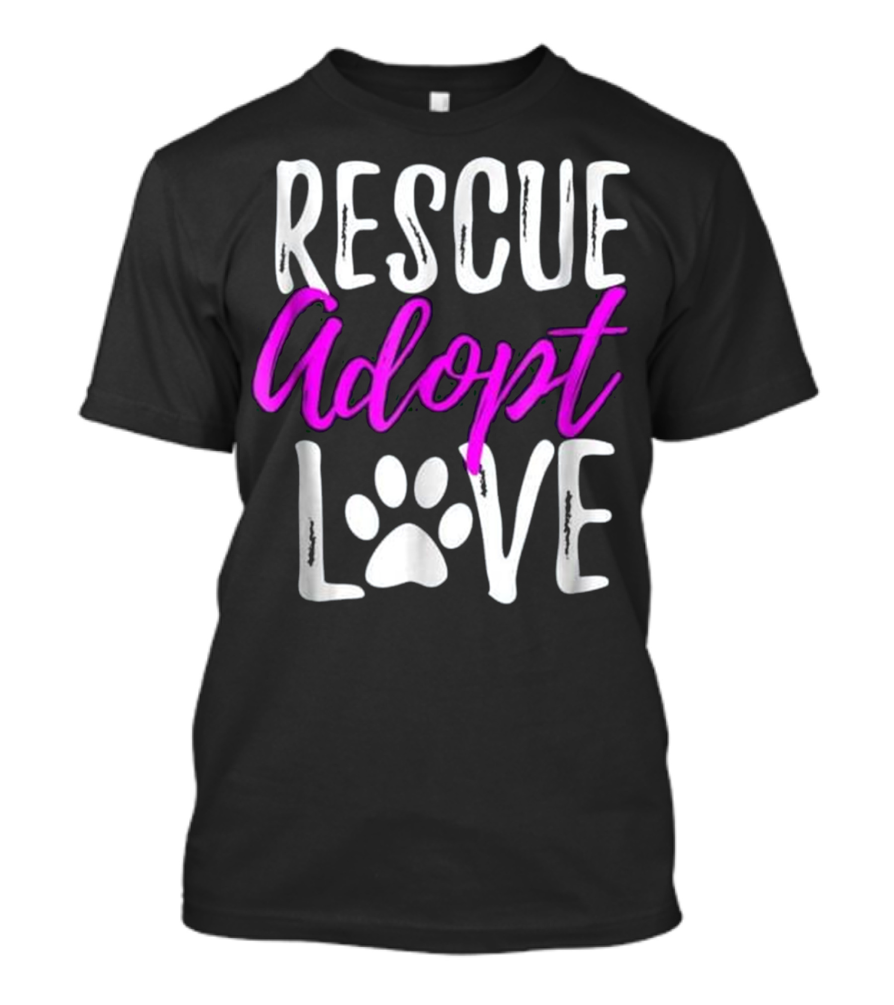 Rescue Adopt Love Paw Print Dog Humor T-Shirt