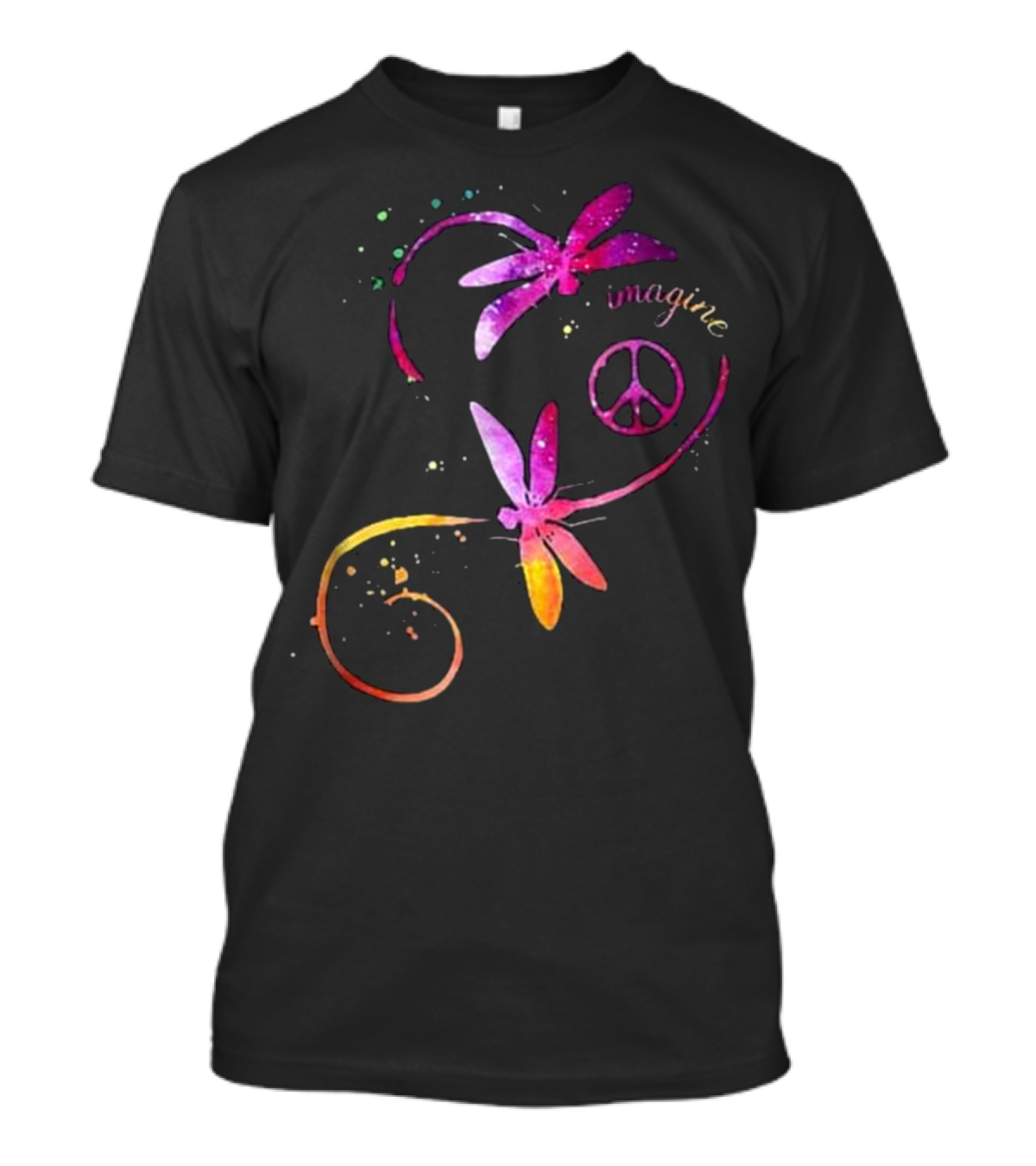 Dragonfly Peace Hippie Love Imagine T-Shirt