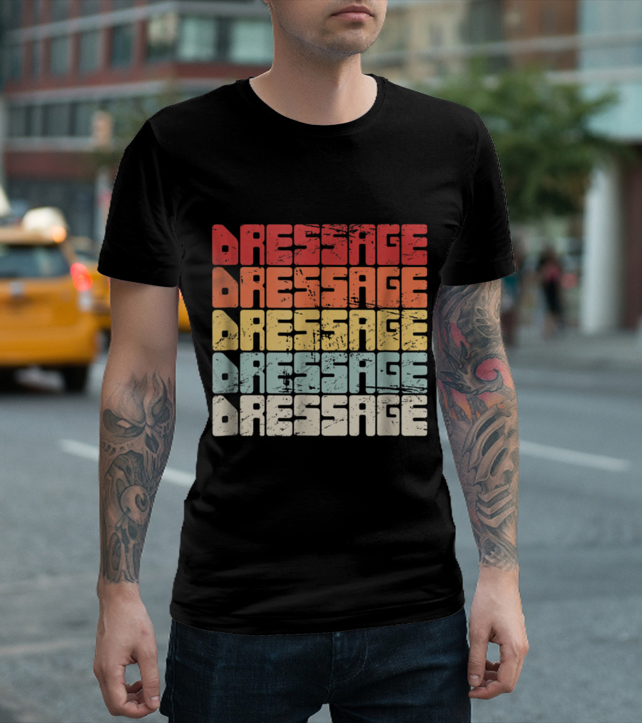 Dressage Vintage Style Equestrian Multi-Color Retro T-Shirt