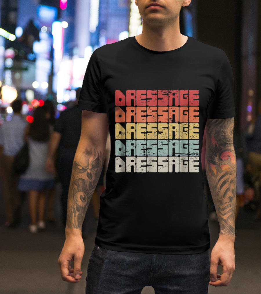 Dressage Vintage Style Equestrian Multi-Color Retro T-Shirt