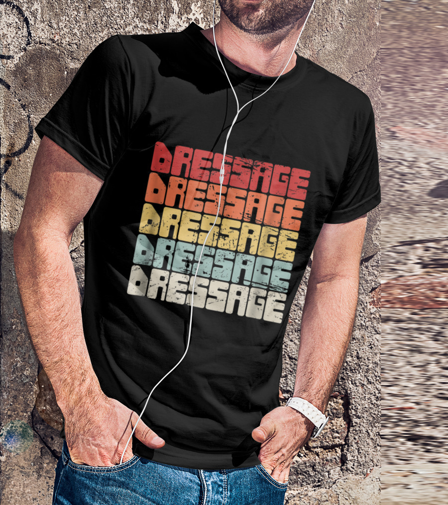 Dressage Vintage Style Equestrian Multi-Color Retro T-Shirt