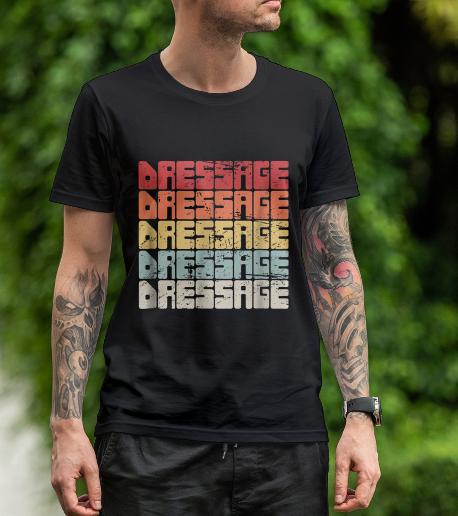 Dressage Vintage Style Equestrian Multi-Color Retro T-Shirt