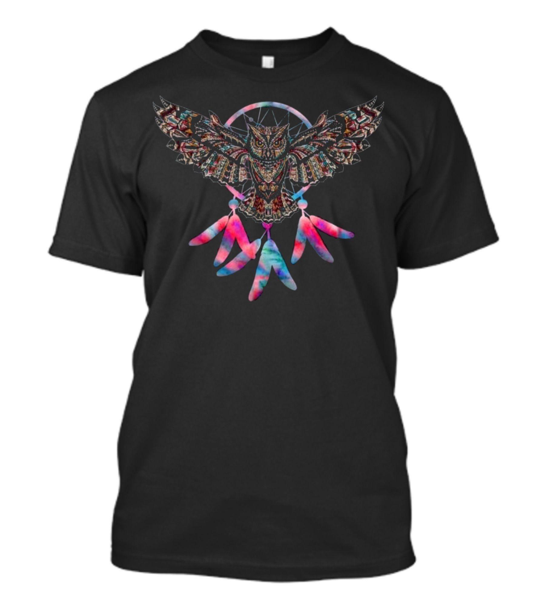 Dream Catcher Native American Owl With Colorful Feathers T-Shirt