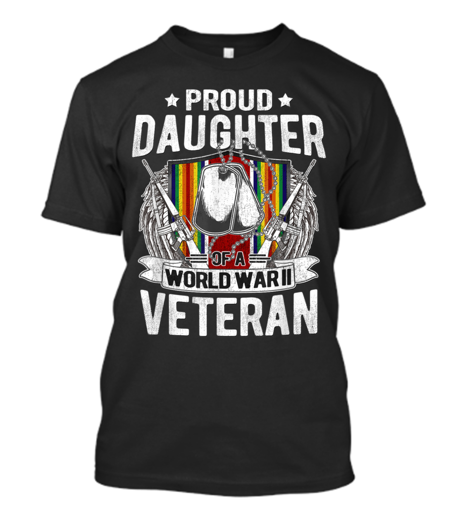 Proud Daughter Of A World War II Veteran Dog Tags And Rifles Stars T-Shirt